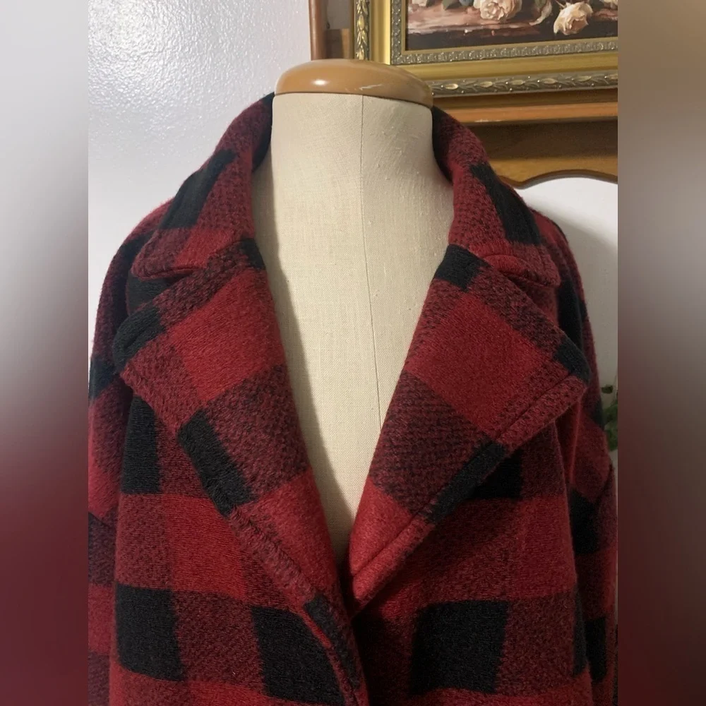 Isaac Mizrahi NWT Red Buffalo Plaid Outdoorsy Cabincore Notch Collar Jacket XL